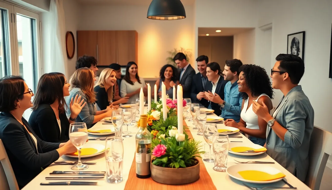 diverse guests enjoying a creatively decorated budget-friendly gathering.