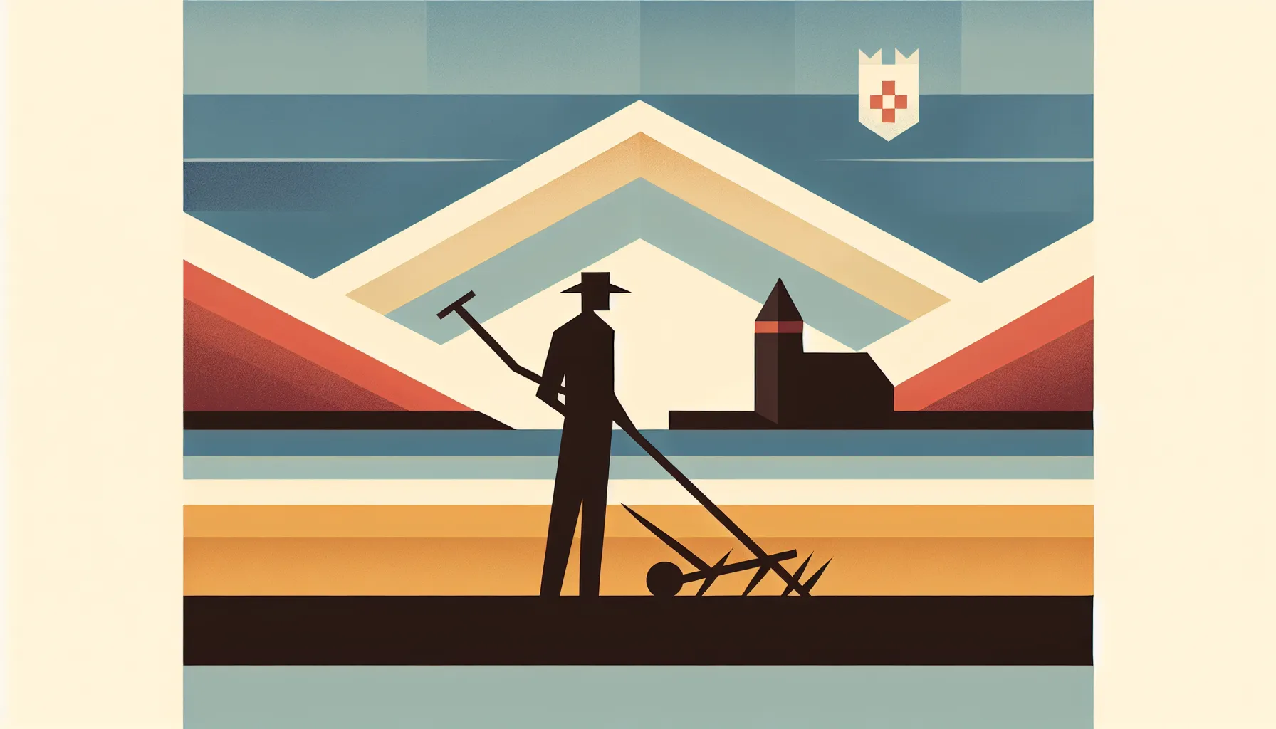 Croatian peasant figure with farming tool representing the 1573 peasant uprising theme
