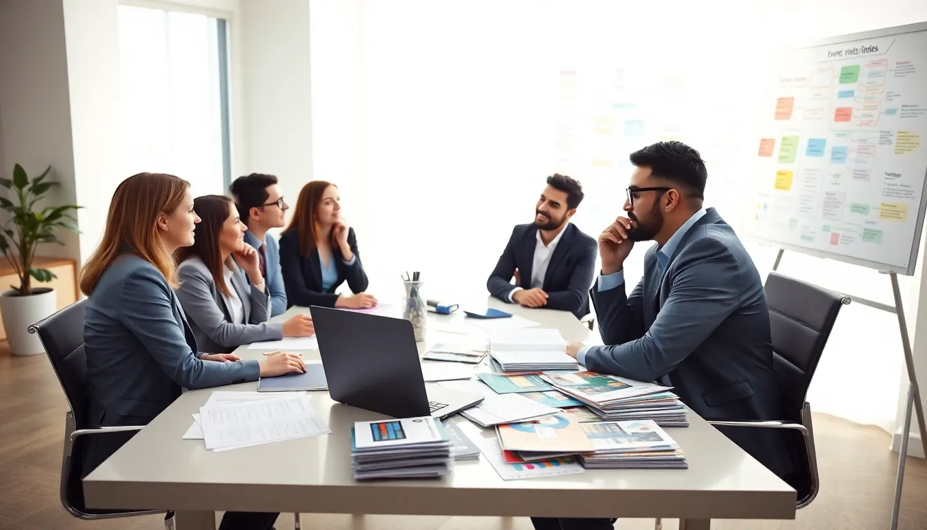 event planner discussing budget-friendly ideas in a modern office.
