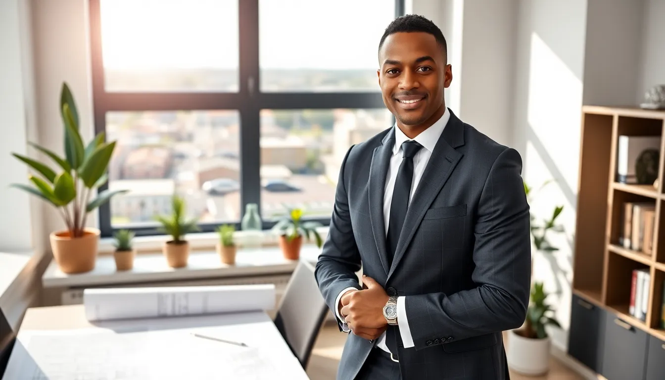 Timothy Williams in a modern office, focusing on real estate.