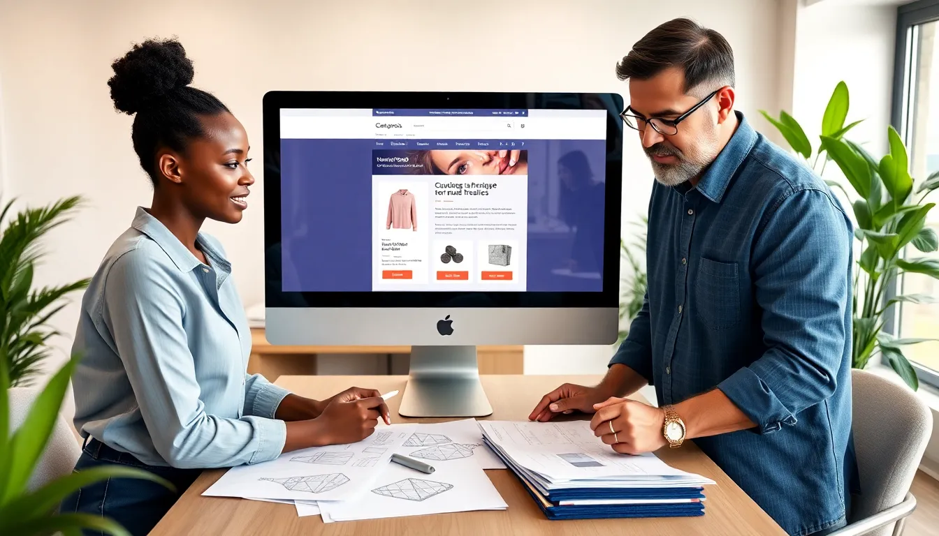 modern product page design on a computer in a collaborative workspace.