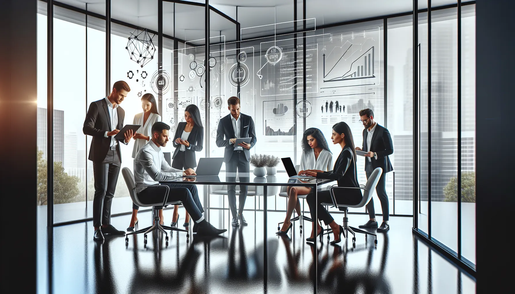 diverse team collaborating on AppCloseAdd analytics in a modern office.