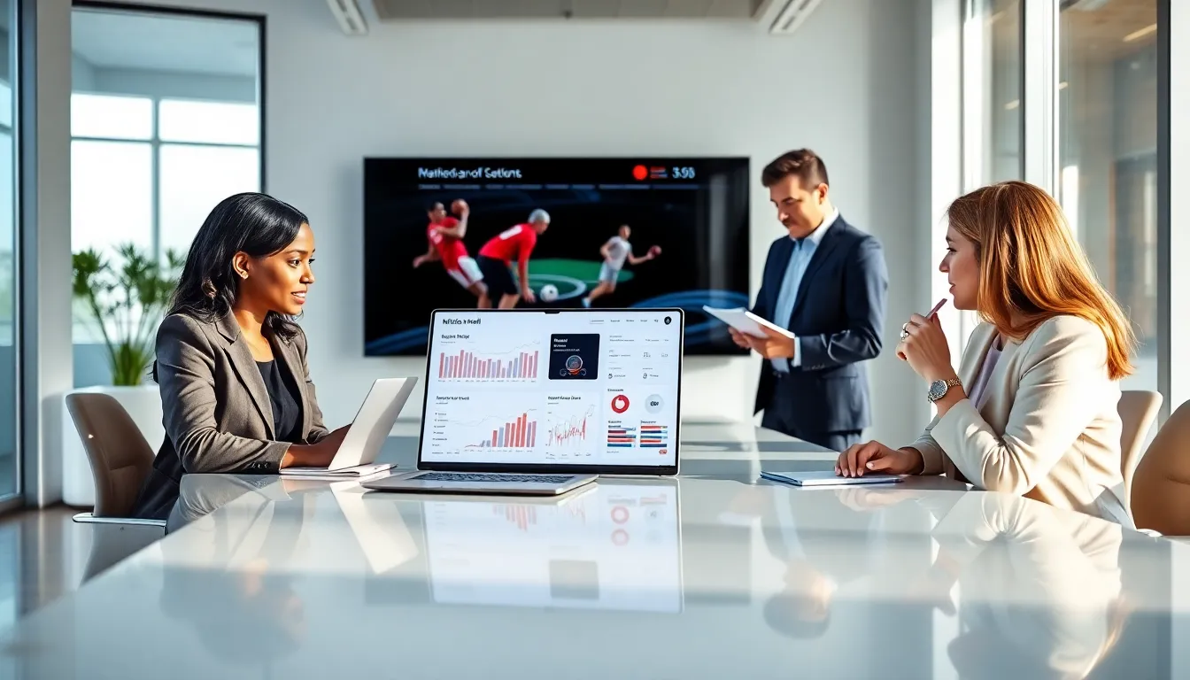 diverse team discussing email marketing solutions in a modern office.