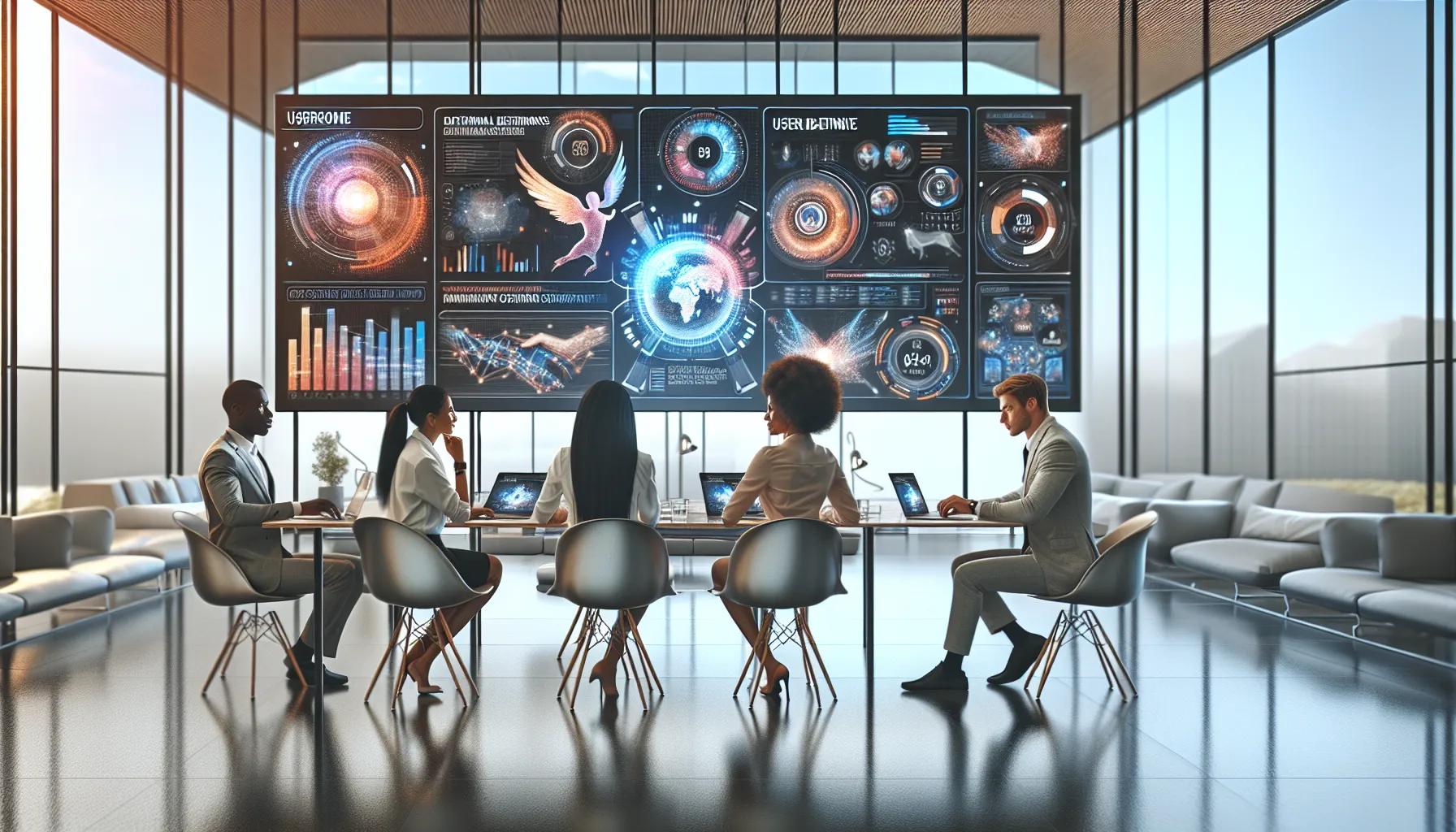 diverse professionals collaborating on future trends in digital usernames.