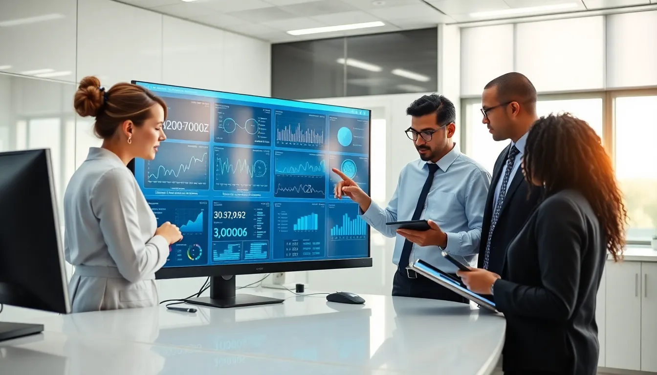 diverse professionals collaborating in a high-tech laboratory.