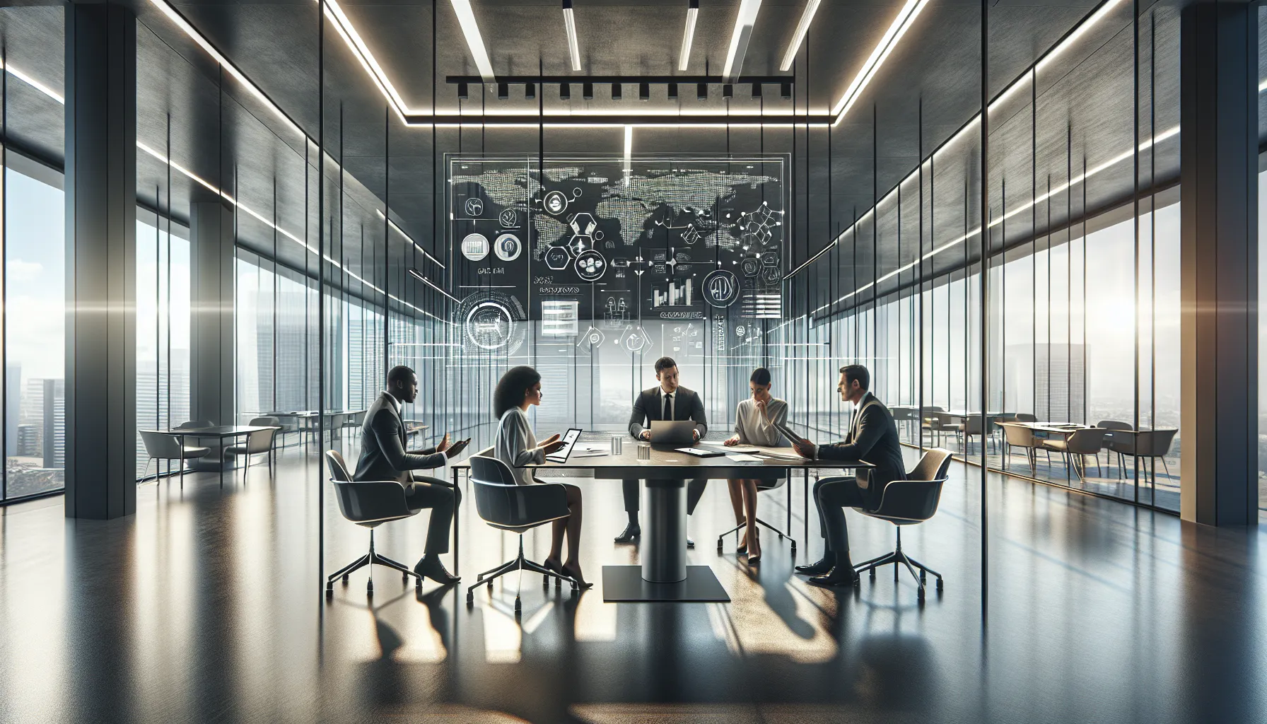 diverse team discussing csavchels applications in a modern office.