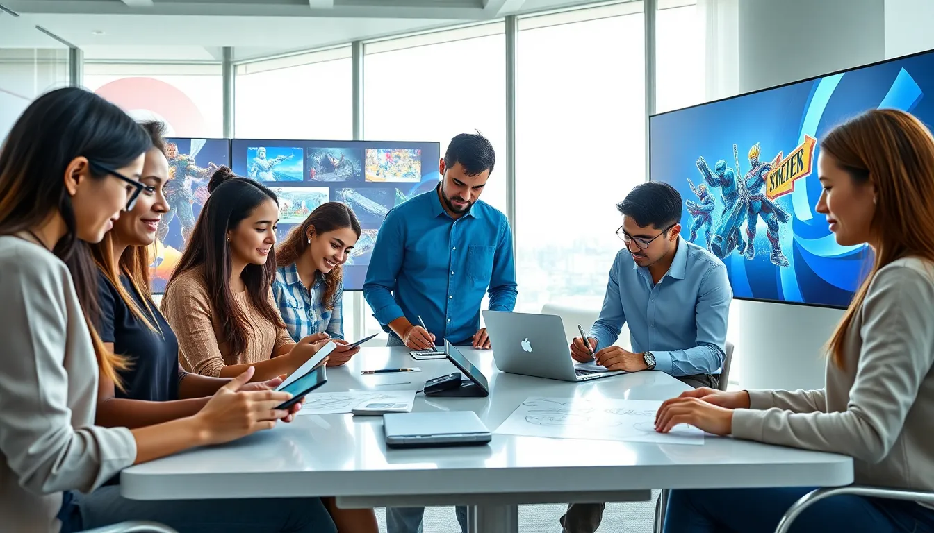 diverse team collaborating on PlayStation ImagineerGames concepts.