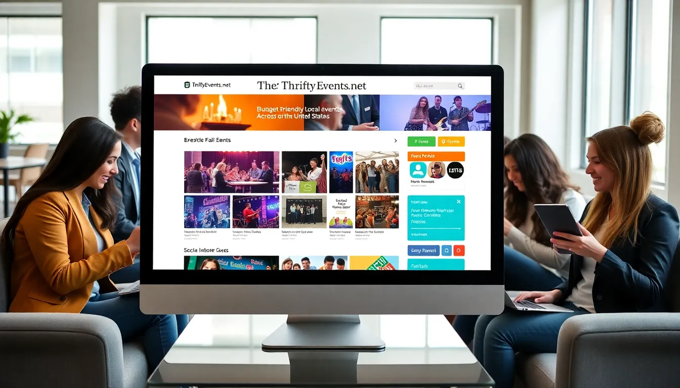 interface of ThriftyEvents.net showcasing local budget-friendly events.