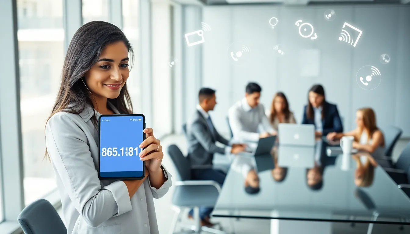 diverse team in a modern office discussing toll-free numbers.