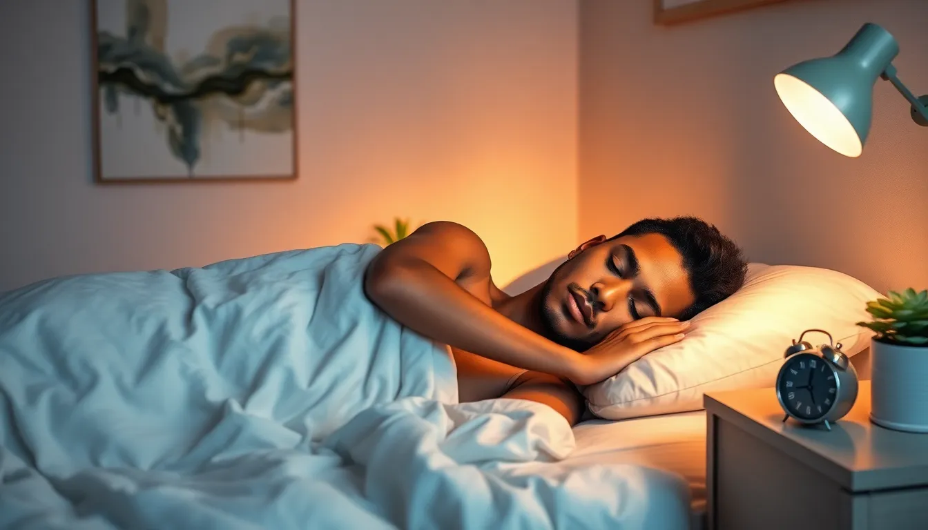 person sleeping peacefully in a tranquil bedroom setting.