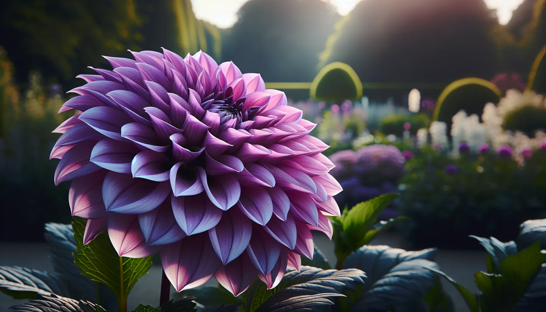 vibrant Dahlia flower in a garden setting.