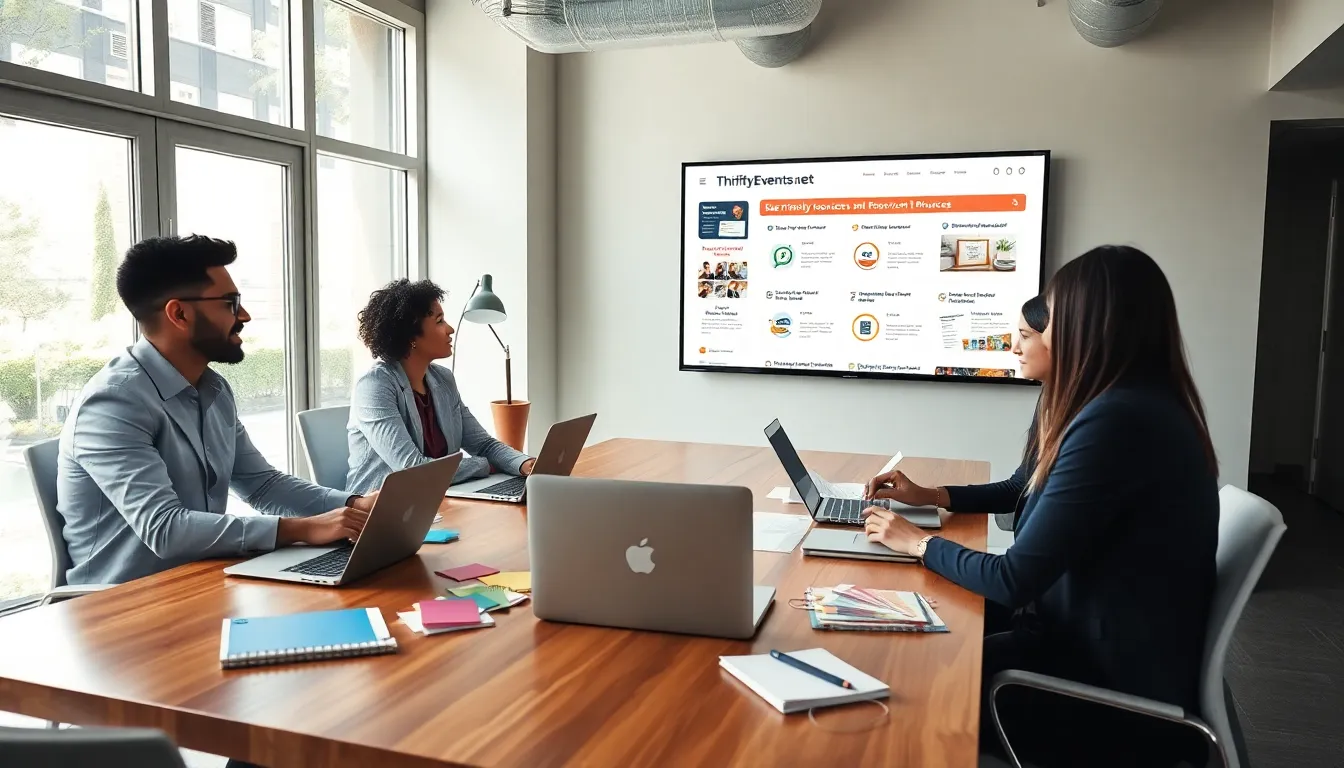 diverse team collaborating on budget-friendly event planning.