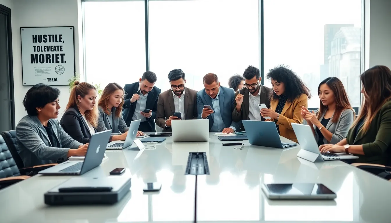 diverse professionals working in a modern office environment.