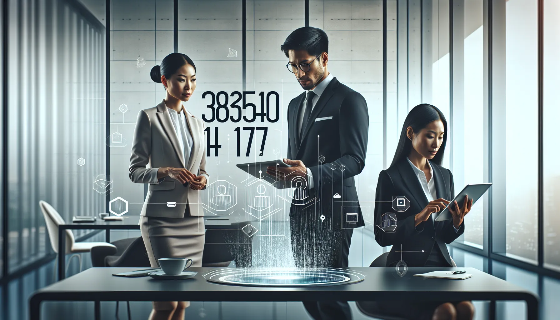 professionals discussing numeric sequences in a modern office.