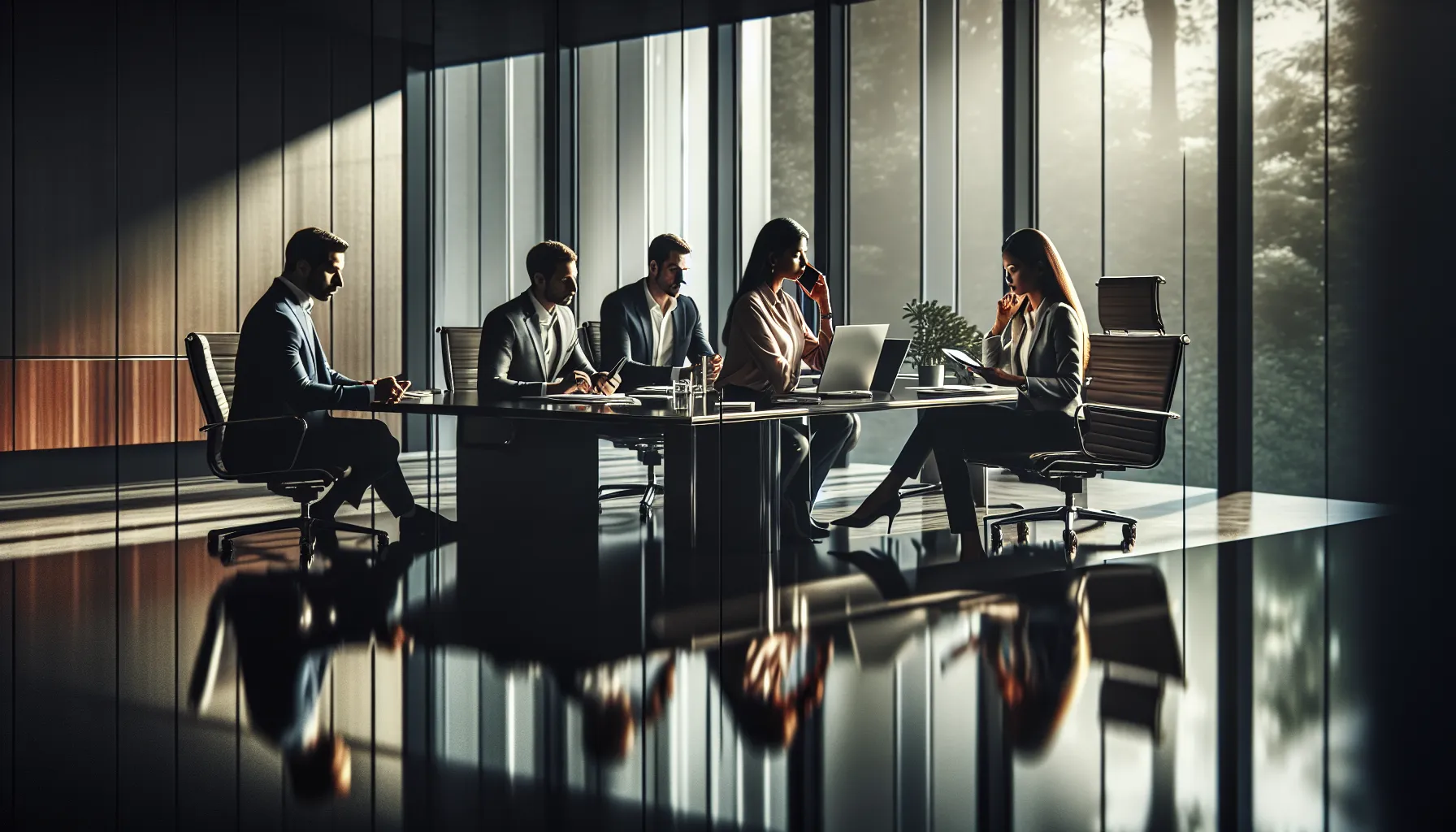professionals discussing unknown calls in a modern office setting.