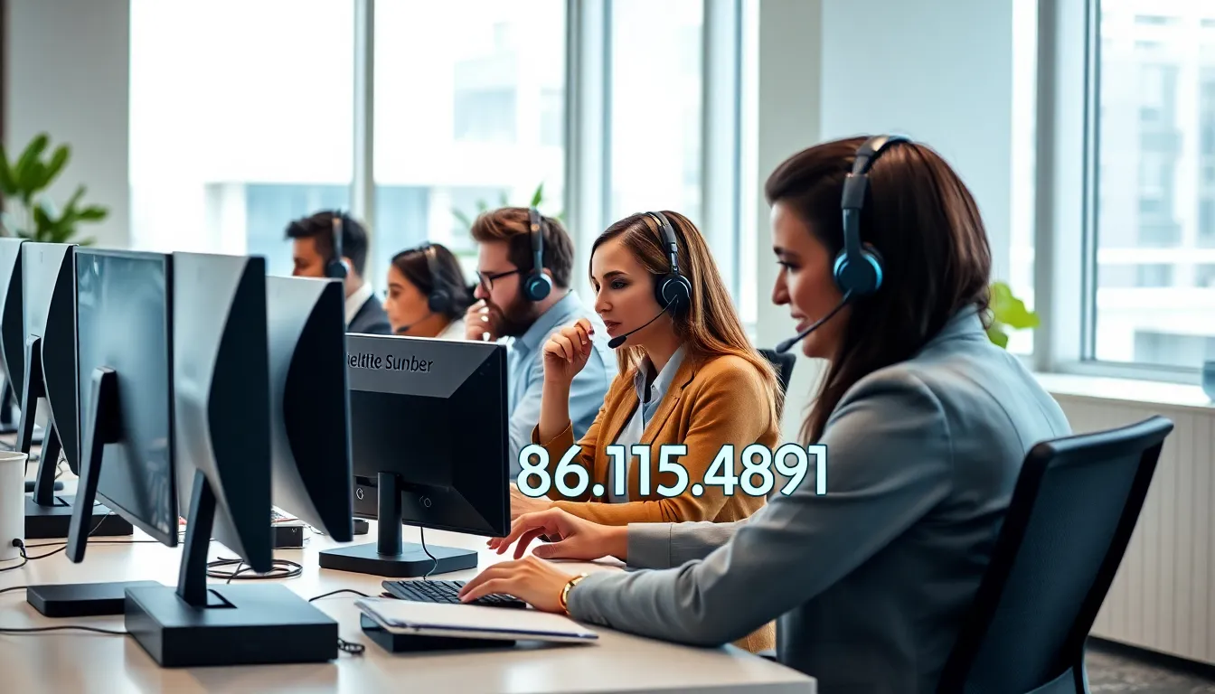 customer service team in a modern office discussing toll-free number.