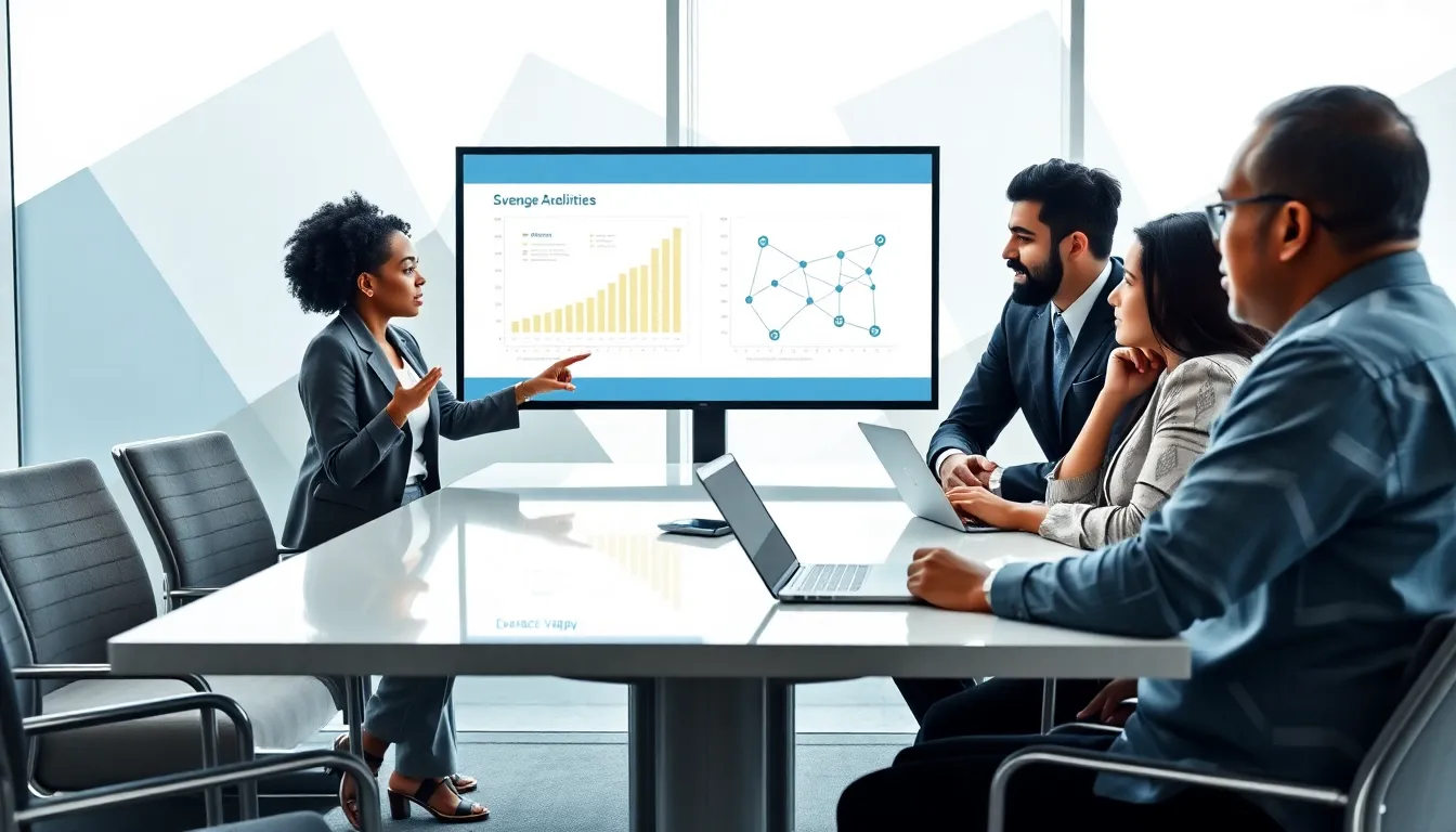 diverse team discussing concepts in a modern office setting.