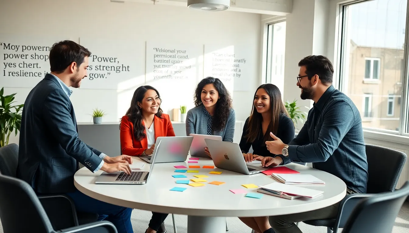 diverse team collaborating in a bright modern office.