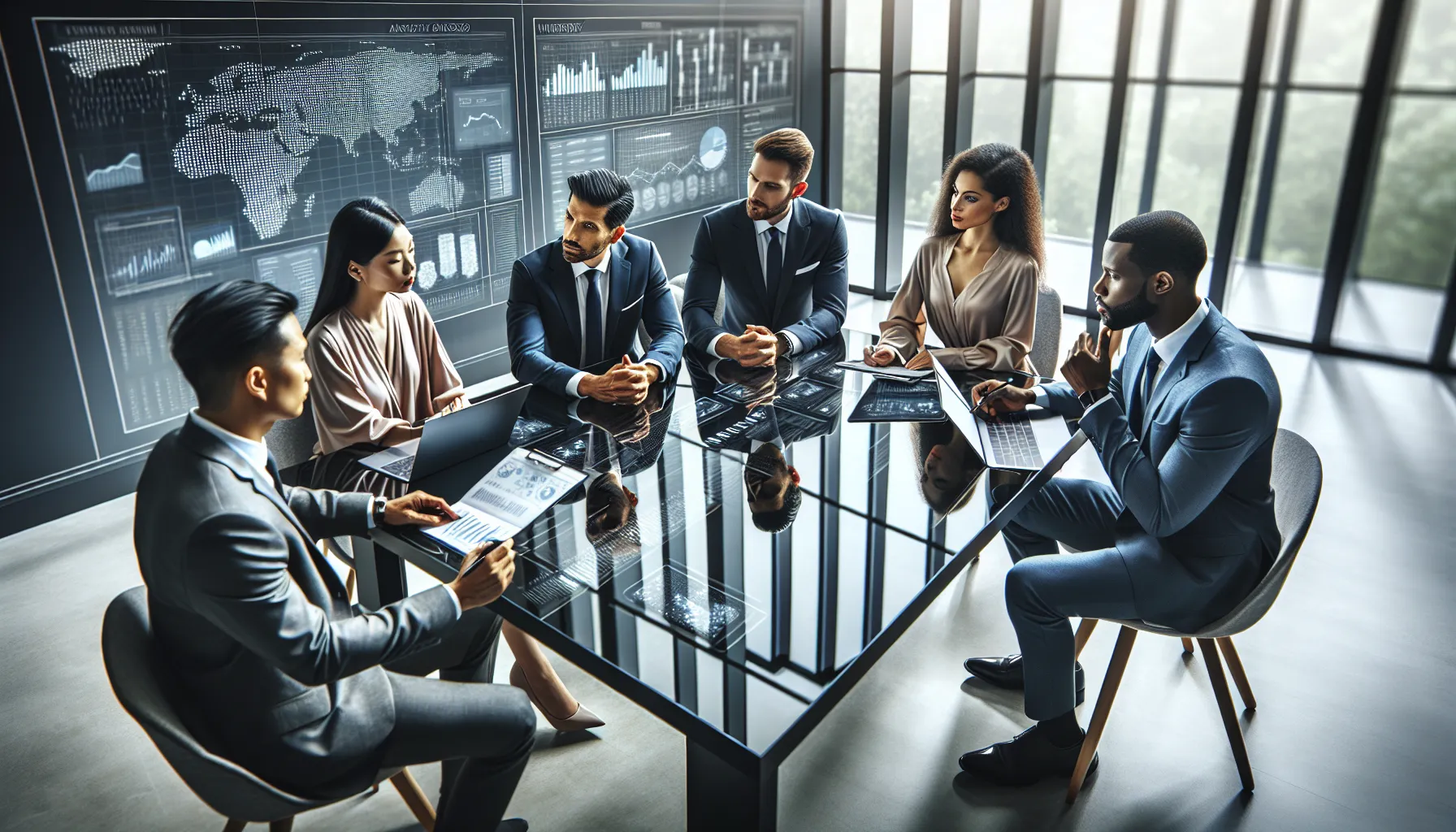 diverse team discussing business identifiers in a modern office.