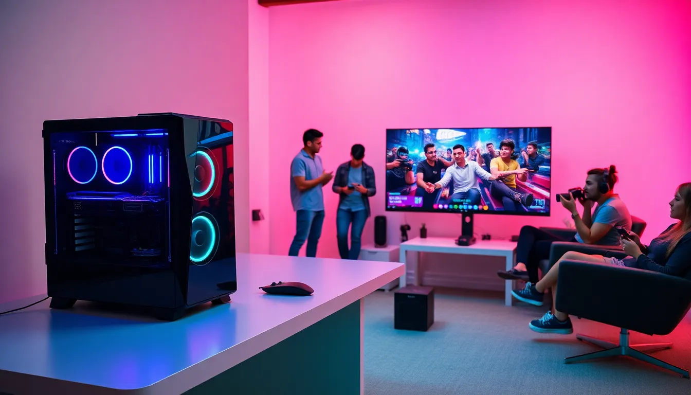 a gaming PC and monitor bundle in a modern gaming room.