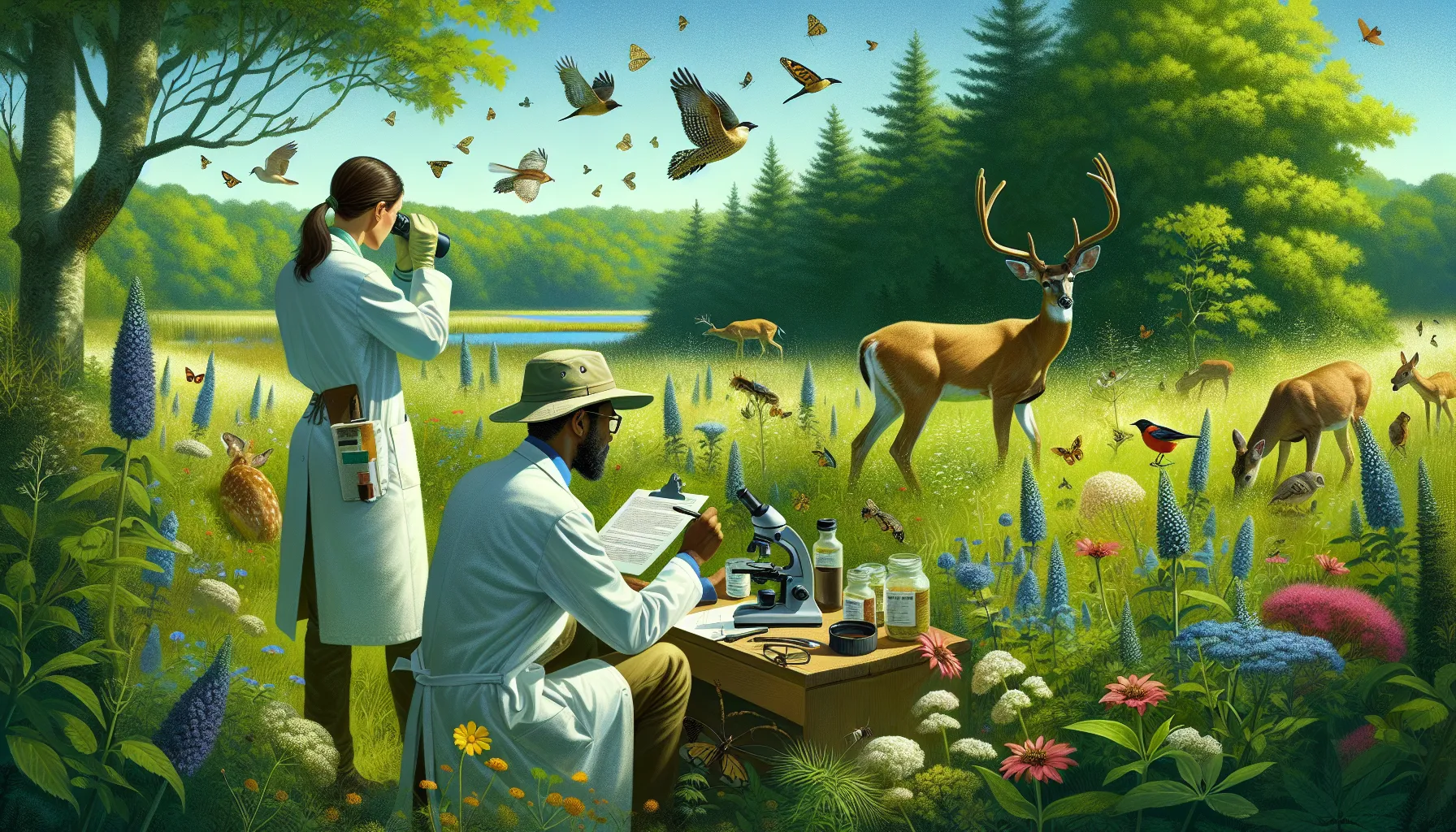 A collaborative ecological study in a vibrant natural U.S. reserve scene.