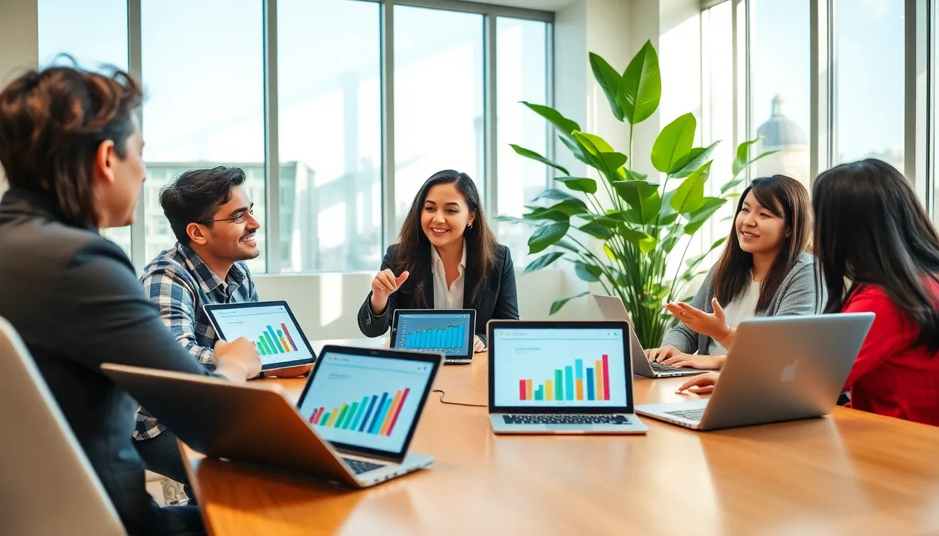 A diverse group discussing energy solutions at a conference table.