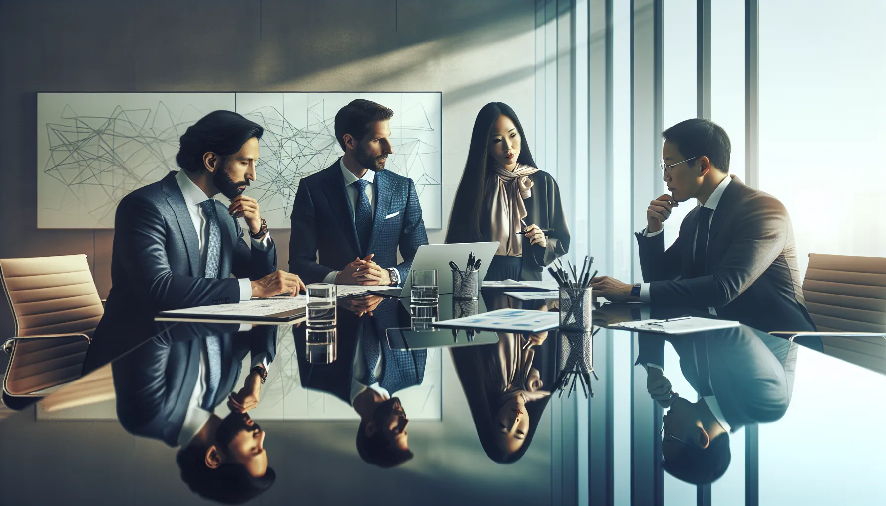 diverse professionals collaborating in a modern conference room.
