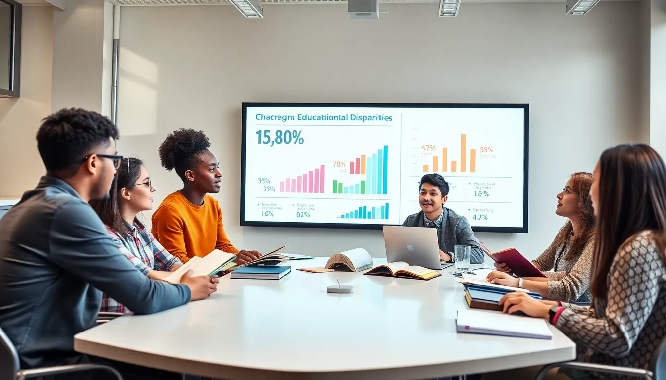 diverse students collaborating in a modern classroom on educational projects.