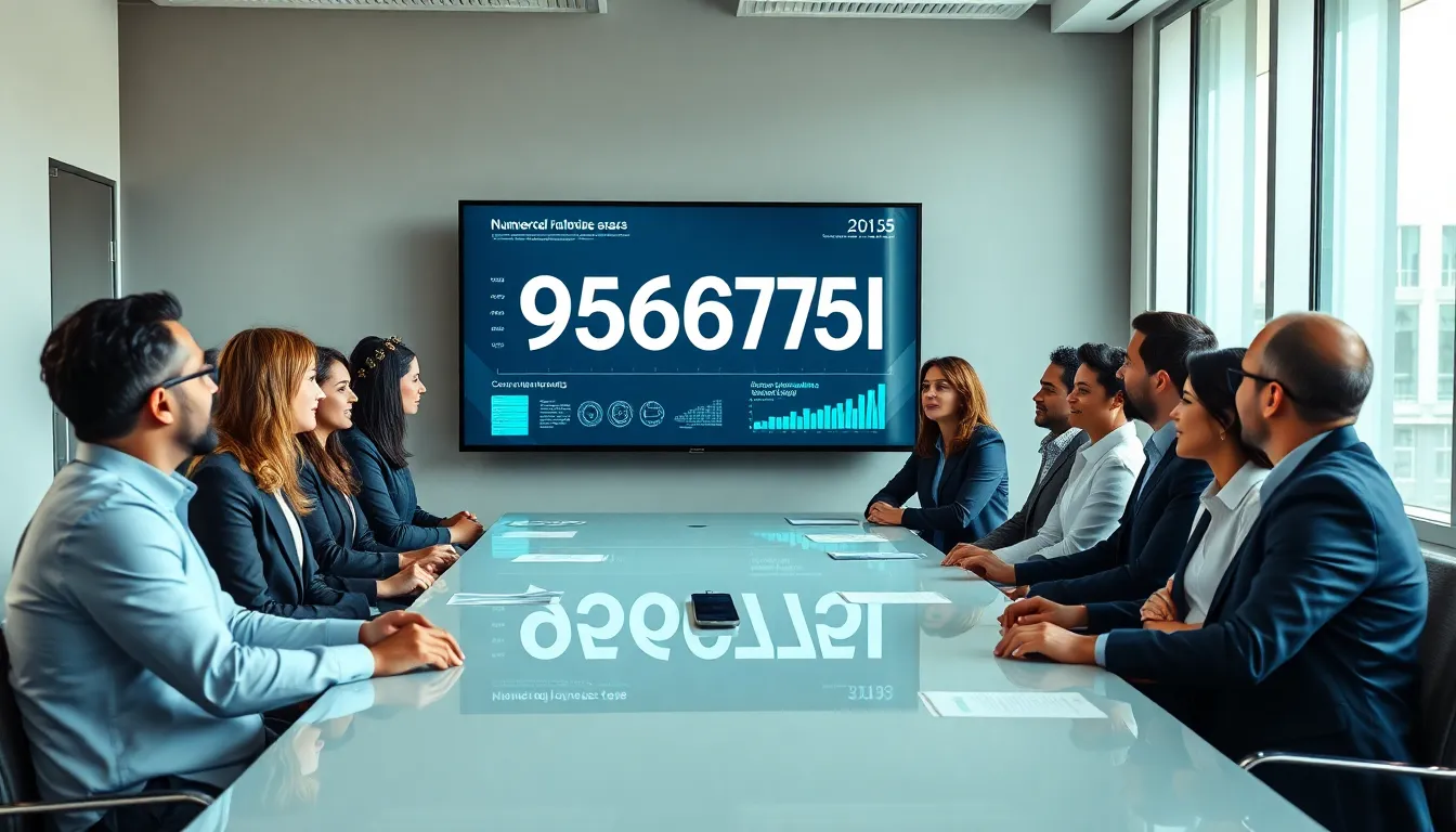 diverse professionals discussing the significance of the number 9566875150.