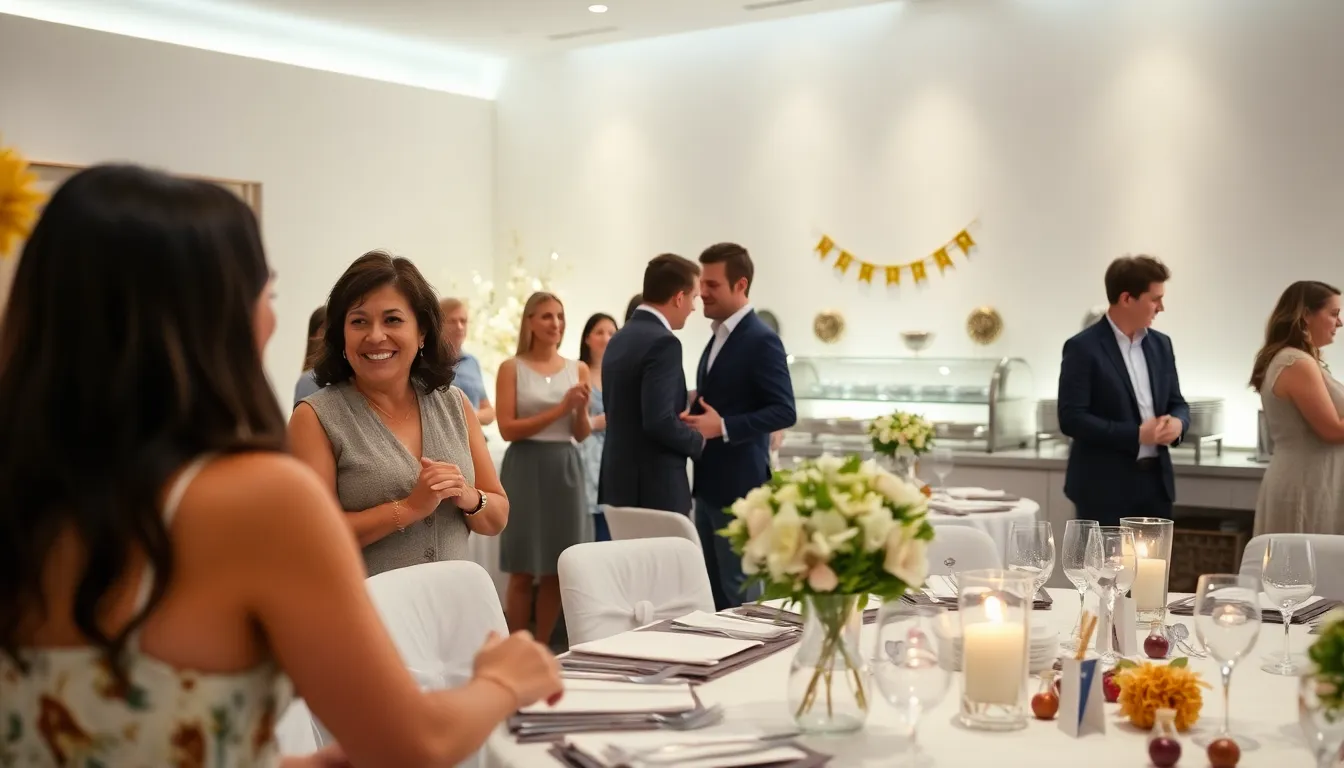 diverse people enjoying a thrifty event in a stylish setting.