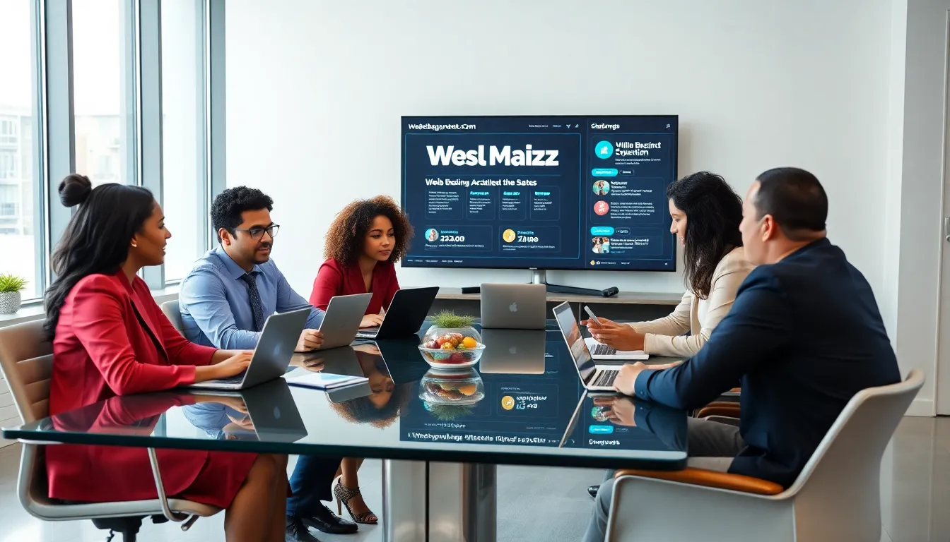 diverse team collaborating on digital business strategies in a modern office.