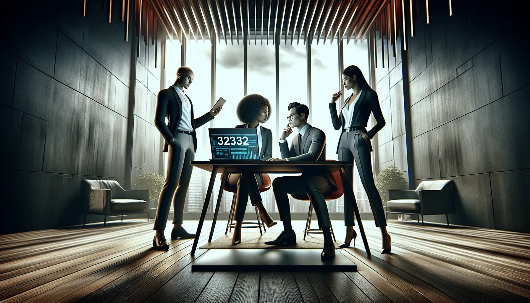 team analyzing caller information in a modern office.