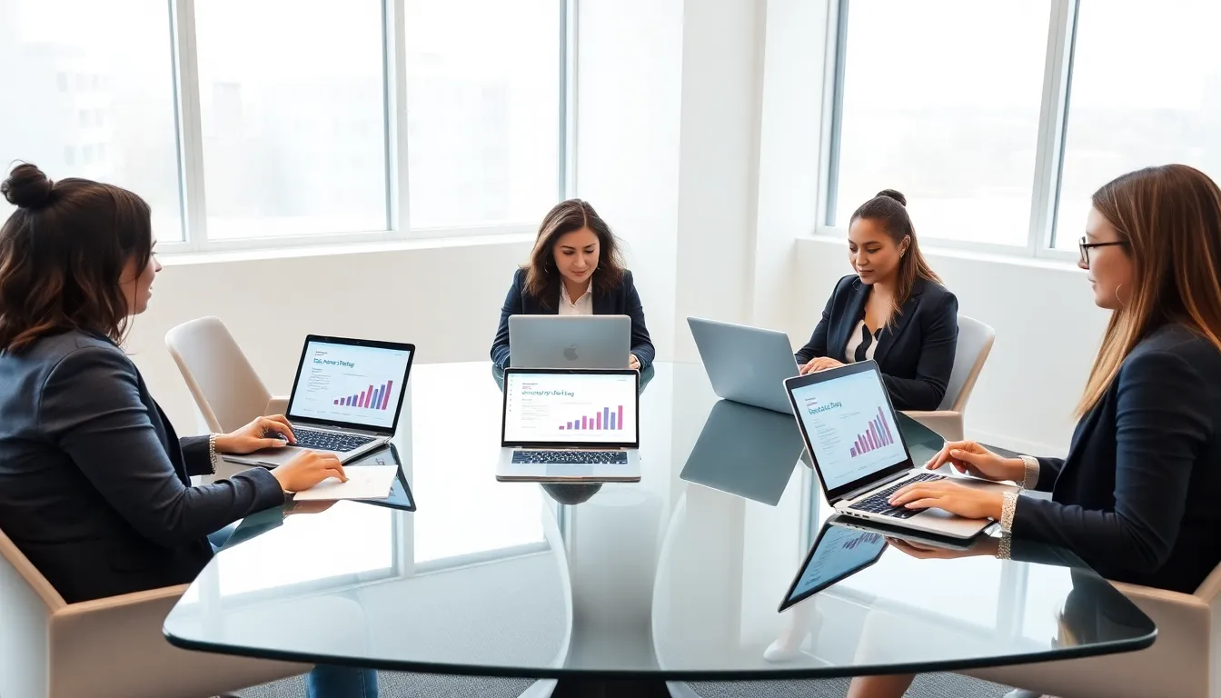 diverse team collaborating in a modern office setting.