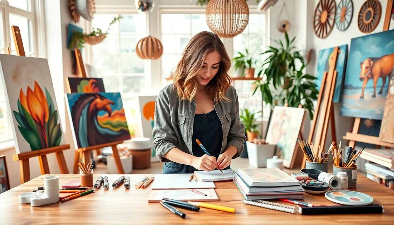 Selenanewolf creating art in a modern studio.