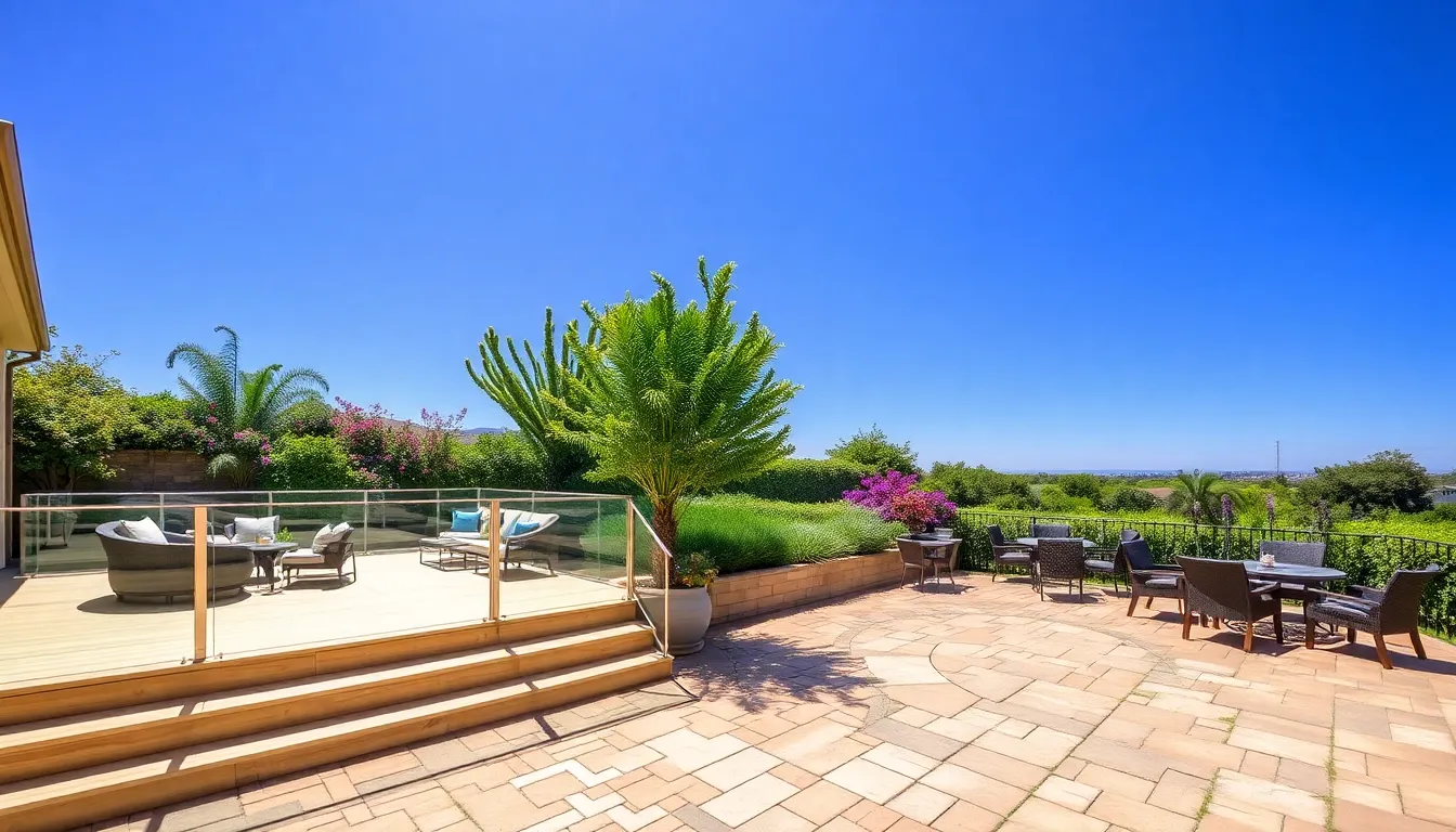 Outdoor deck and patio design in a sunny San Diego setting.