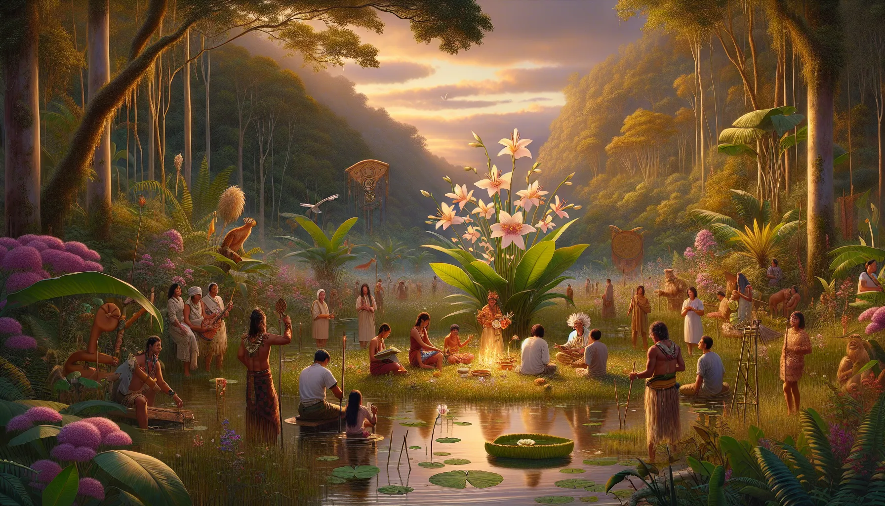 group celebrating and illustrating the cultural significance of Bogendelia in a wetland.