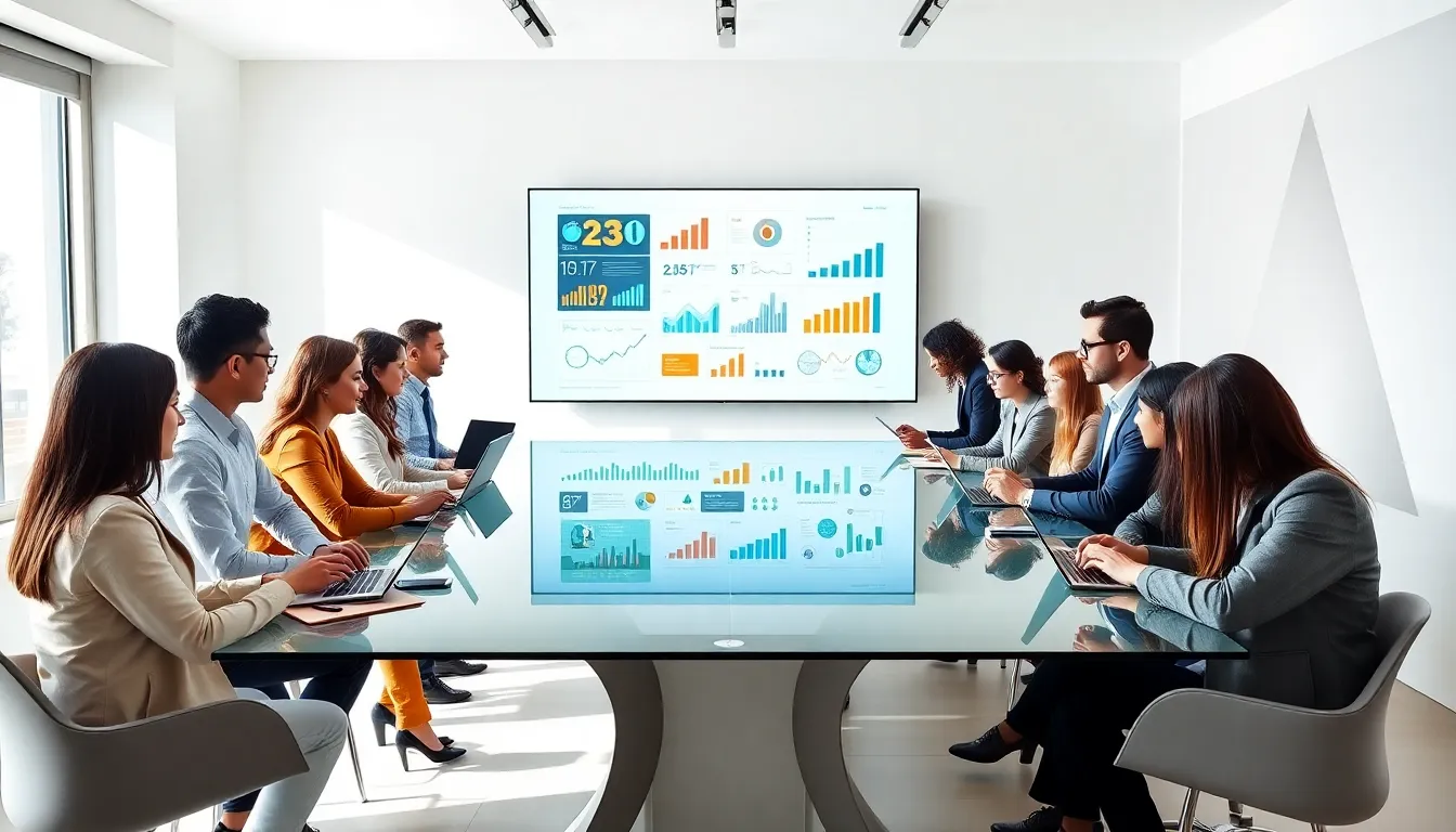 diverse team collaborating in a modern office space.