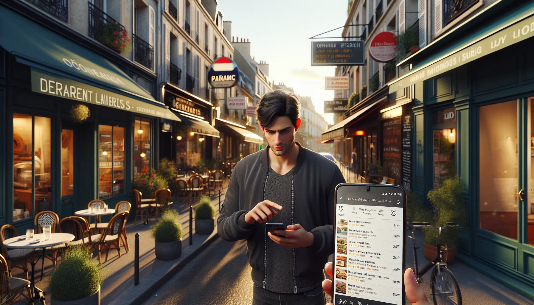 Person in Bobigny using Google Maps on a phone to find local businesses.