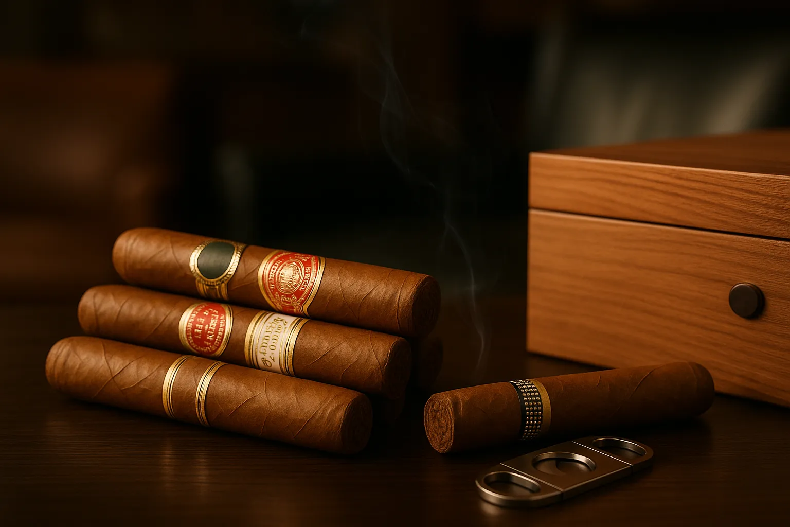 Premium Cuban cigars displayed in a refined lounge setting.