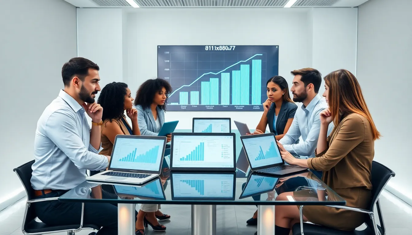 diverse professionals discussing computing standards in a modern workspace.