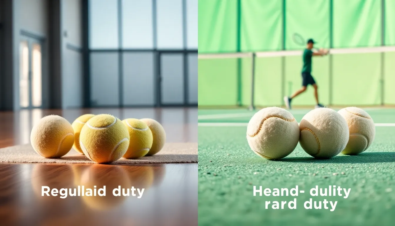 comparison of regular and heavy duty practice tennis balls.