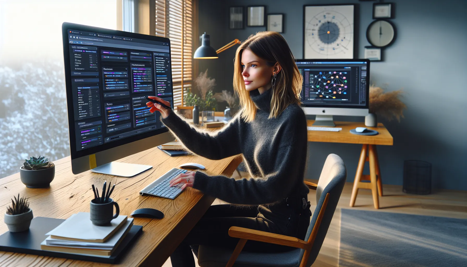 Norwegian seo specialist mapping keyword clusters and templates on multiple screens.