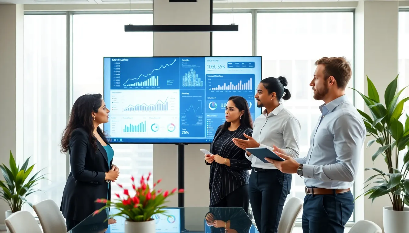 diverse professionals collaborating in a modern office setting