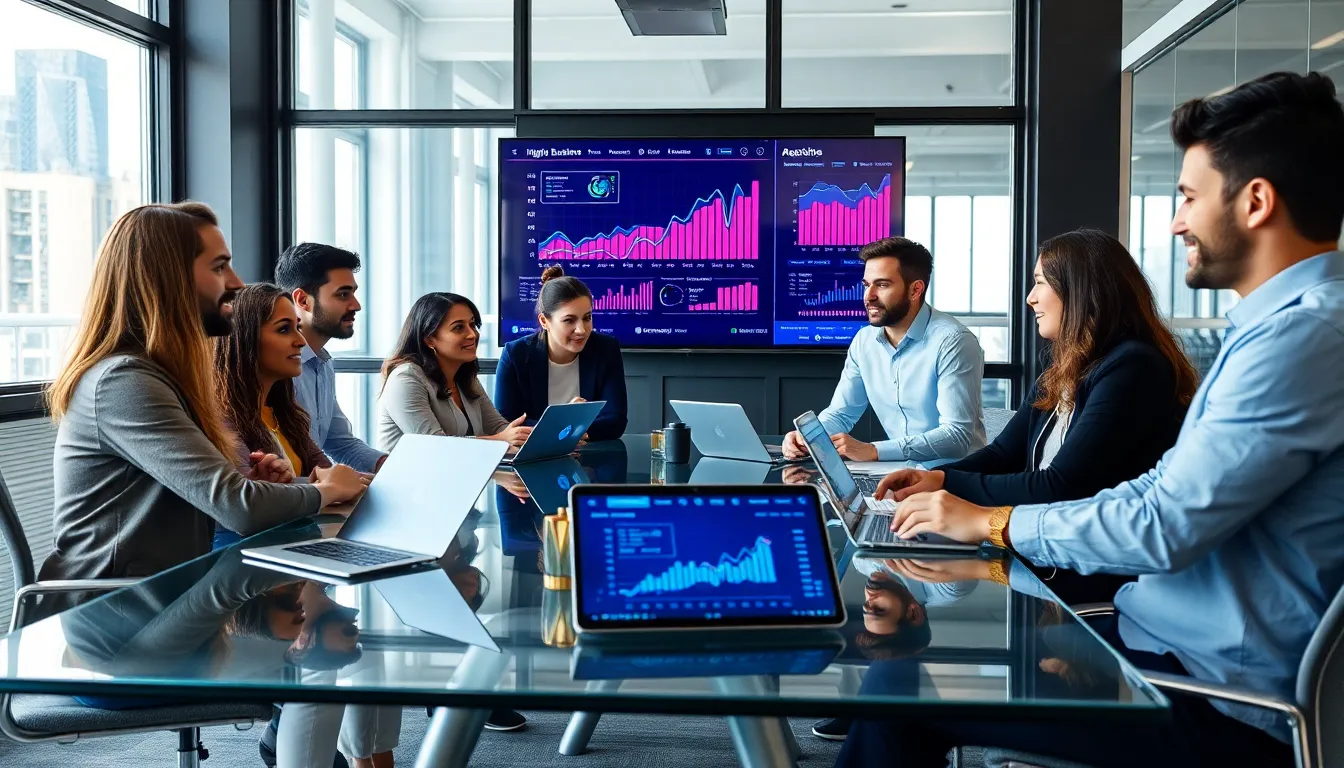 diverse professionals collaborating in a bright, modern office.
