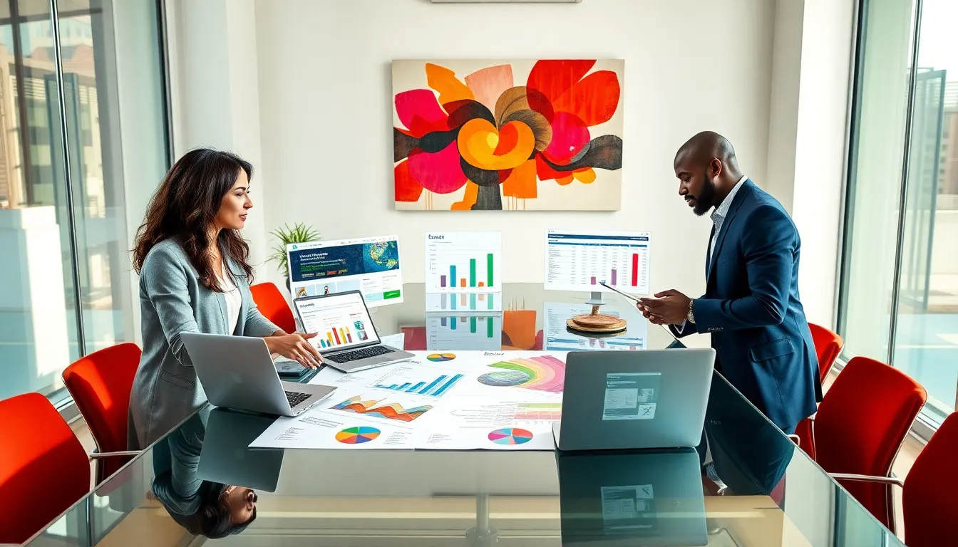 diverse team collaborating on budget event planning in a modern office