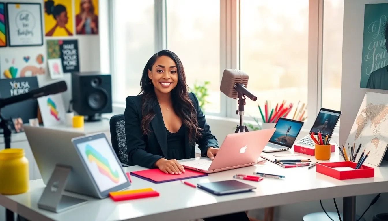 young creative professional in a vibrant workspace.