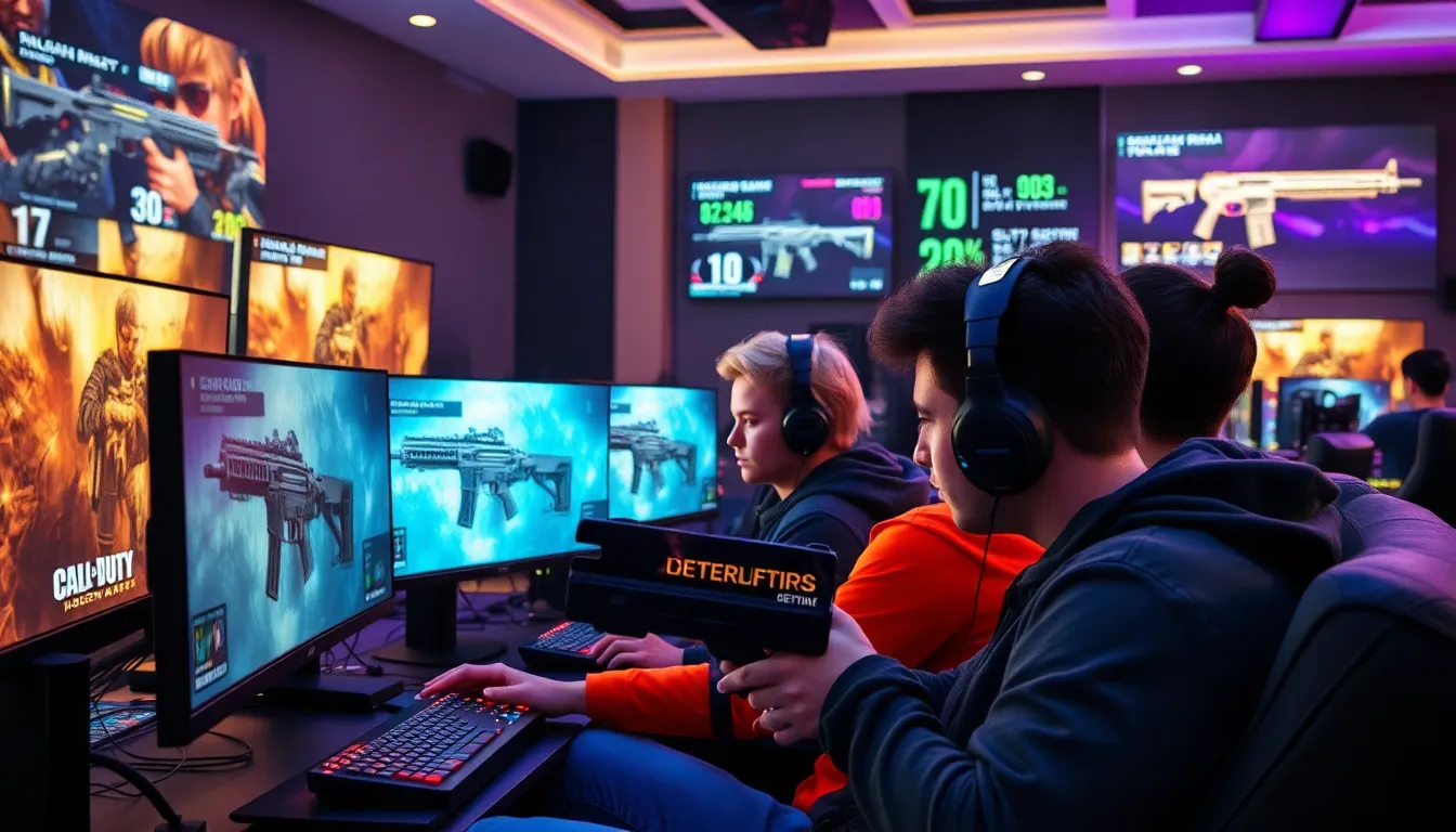 gamers engaged in intense gameplay of Call of Duty: Modern Warfare.