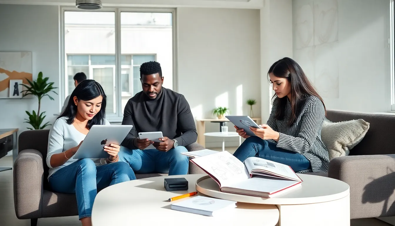 diverse freelancers working in a modern office setting.