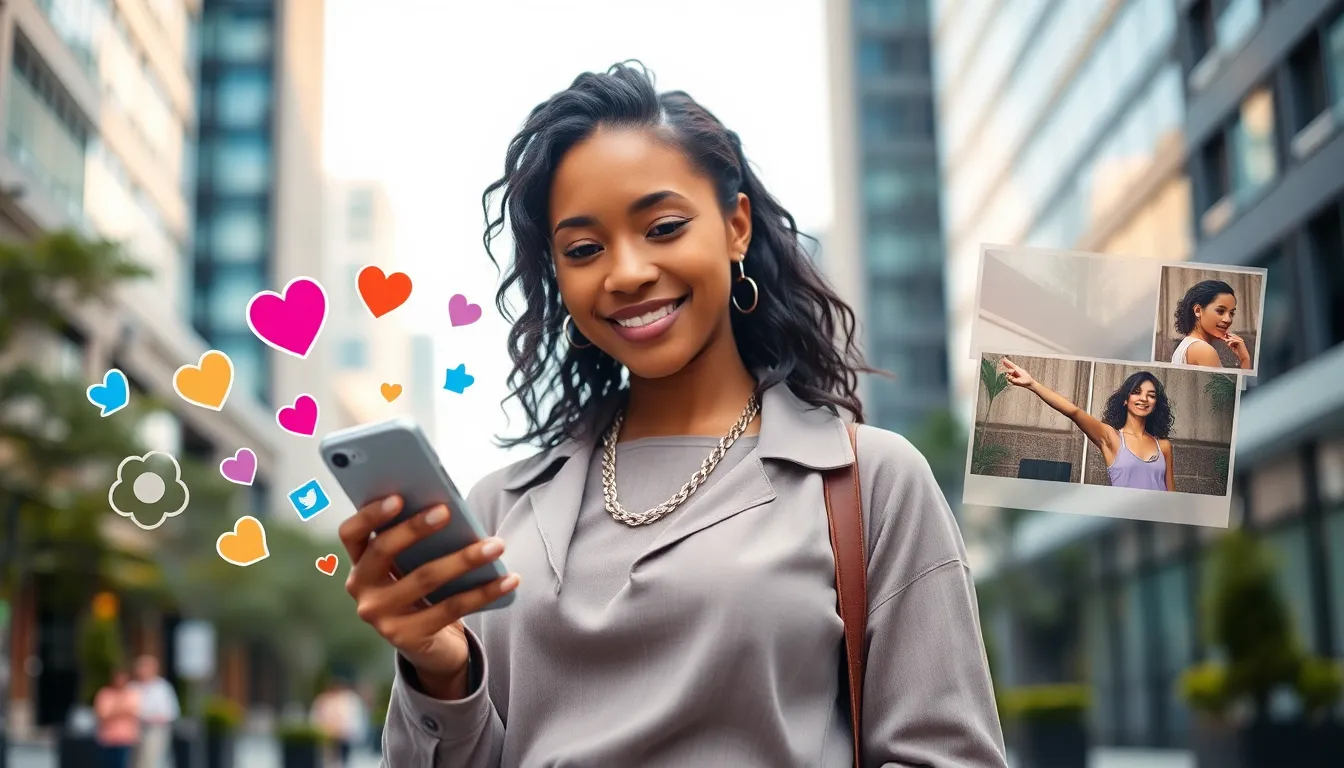 Missallyrose9 engaging with her audience in a vibrant urban setting.