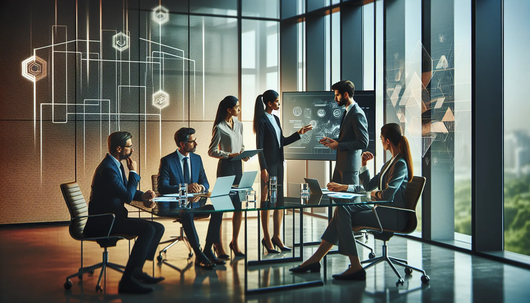 Diverse team collaborating in a modern office space.